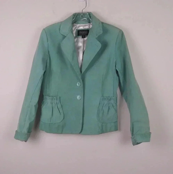 Wilson's Leather Pelle Studio Blue Leather Blazer - Picture 7 of 7